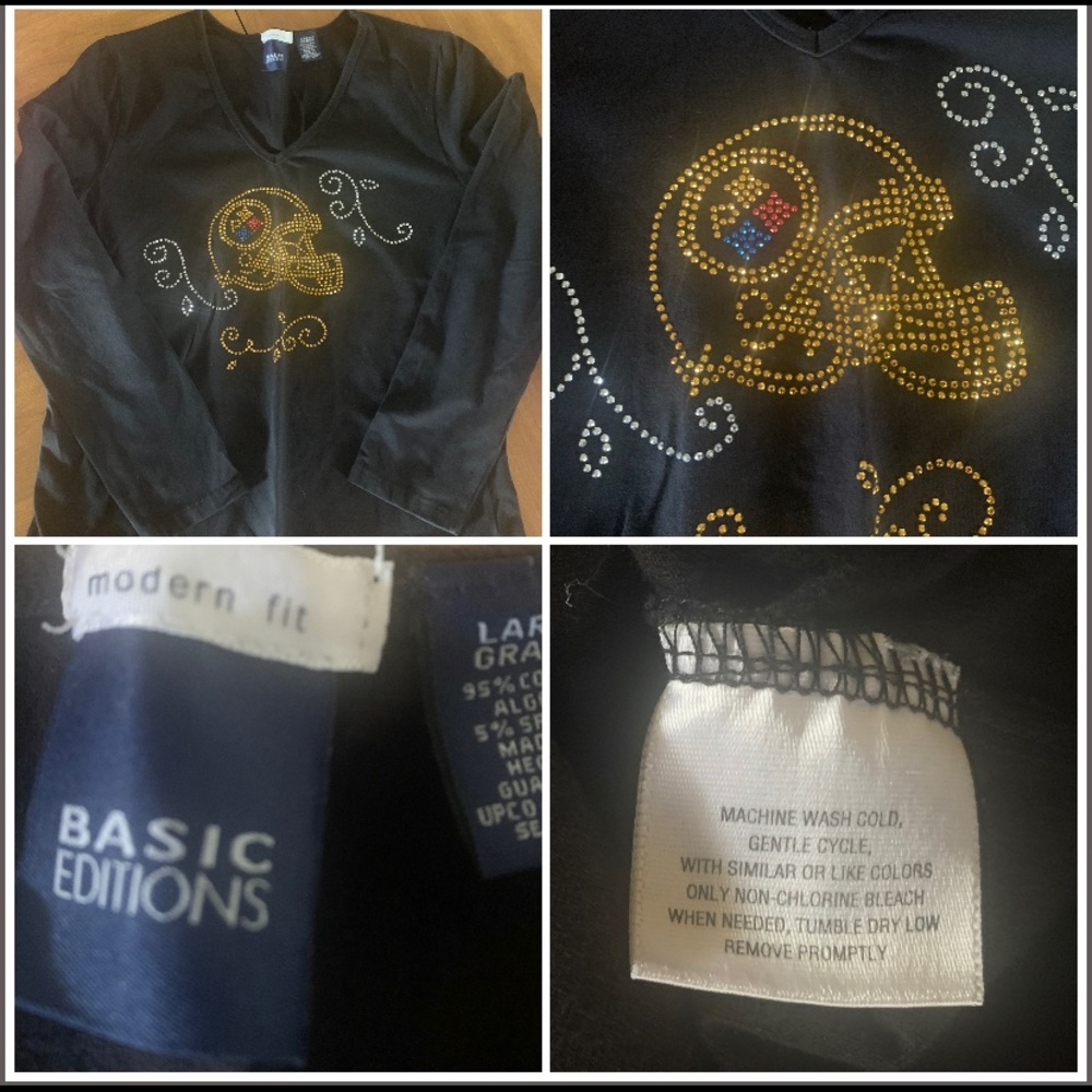 Top, shirt, Steelers, black, long sleeved